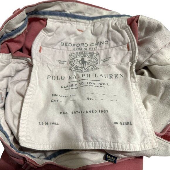 Polo Ralph Lauren Straight Fit Bedford Twill Pants Men 36X32 Flat Front Preppy - Picture 6 of 6